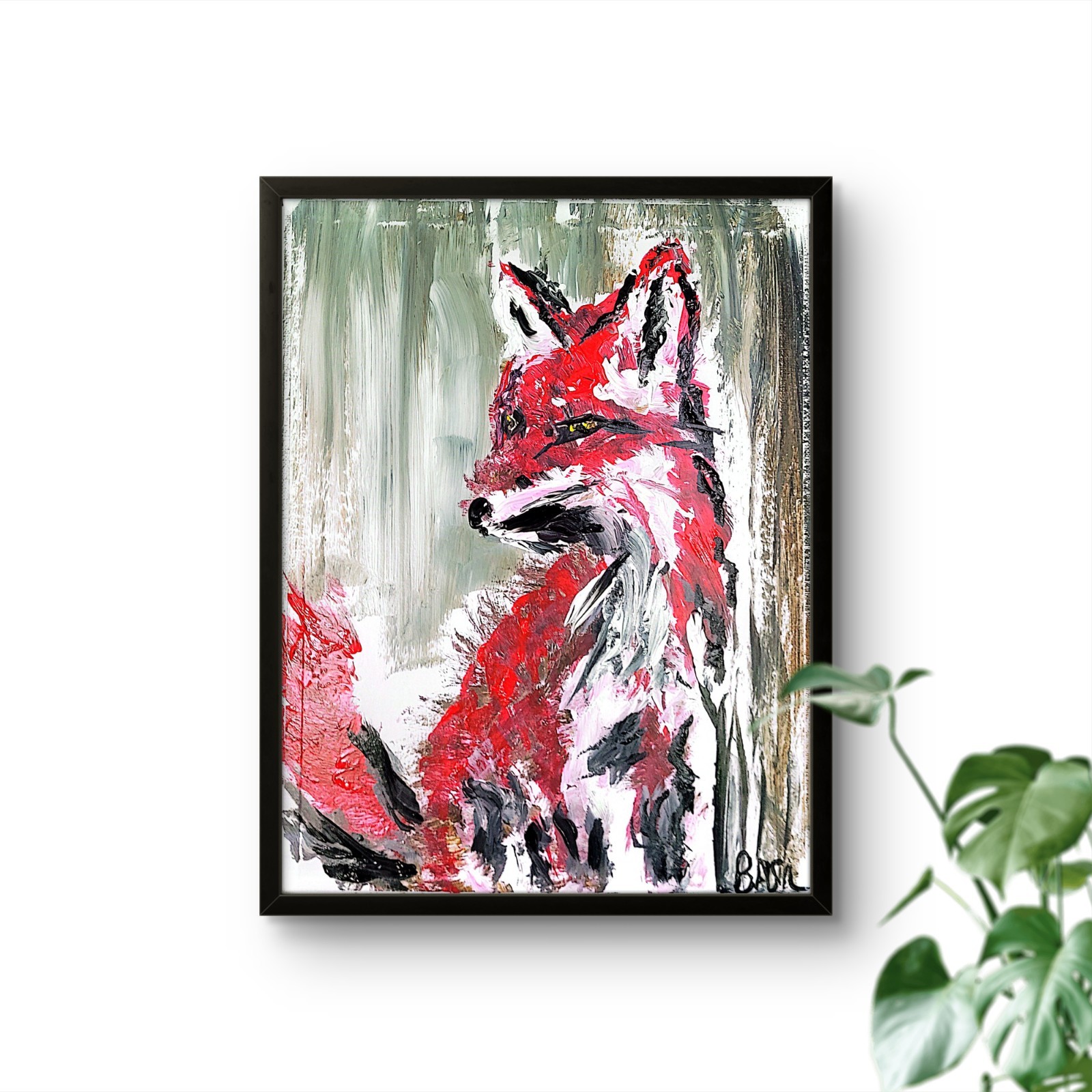 Fox Unique Abstract Expressionism Wall Art Canvas Board 11×14