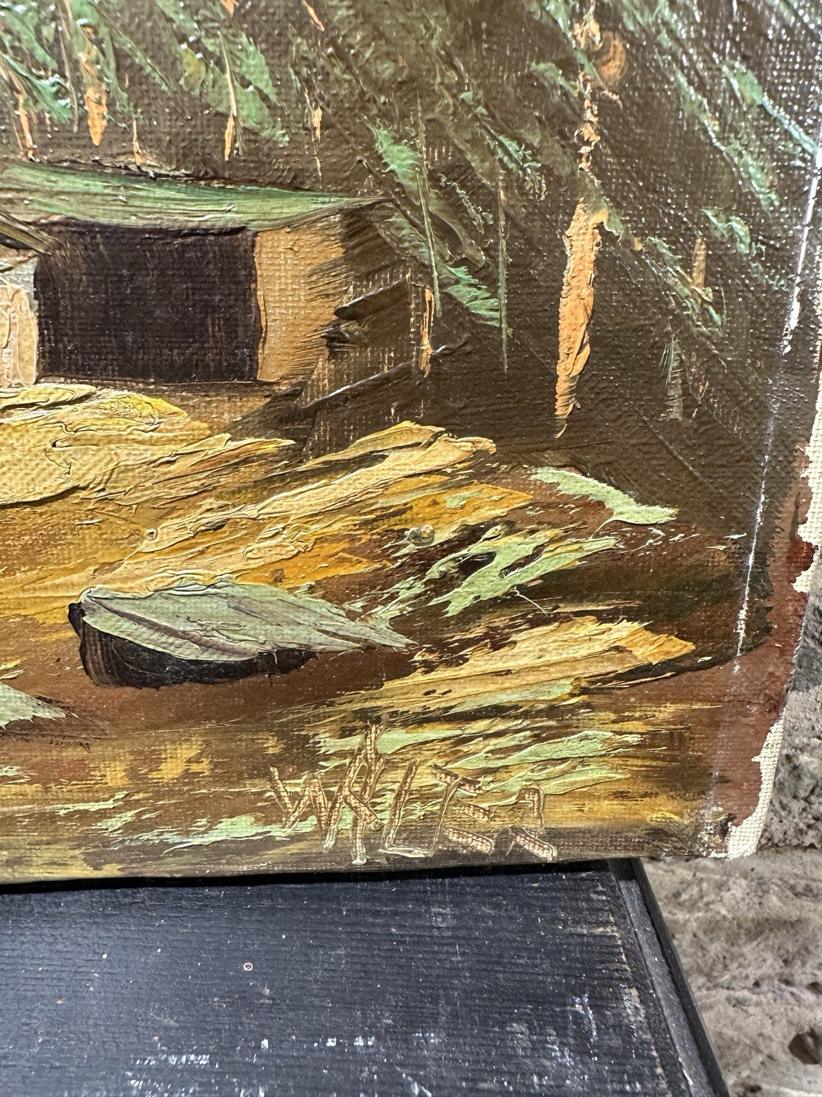 Oil On Canvas Signed Mountain Landscape Austrian Or German School 20th Century