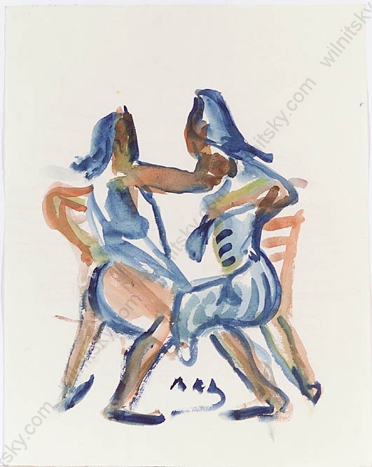 Rudolf Raimund Ballabene (1890-1968) «Two Female Figures», Watercolor, 1930s (1)