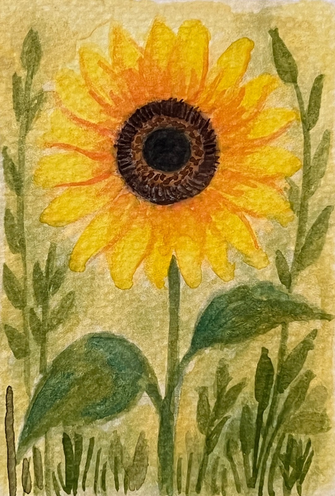 ACEO Original Art, Tiny Art – Watercolor – Flowers – Sunflower