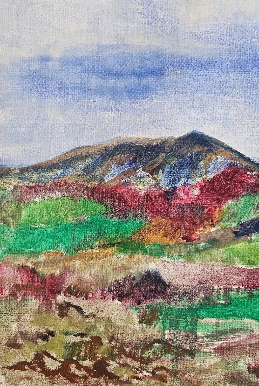LARGE SCANDINAVIAN LANDSCAPE PAINTING COLORFUL EXPRESSIONISM ERIC LUNDBERG 80X70