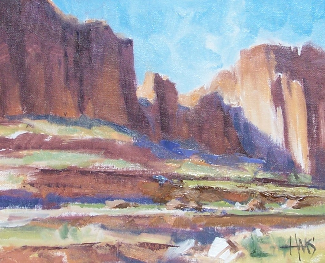 TOM HAAS painting ‘Canyon Pass’ oil 8″x10″ Canyon de Chelly tribal lands Arizona