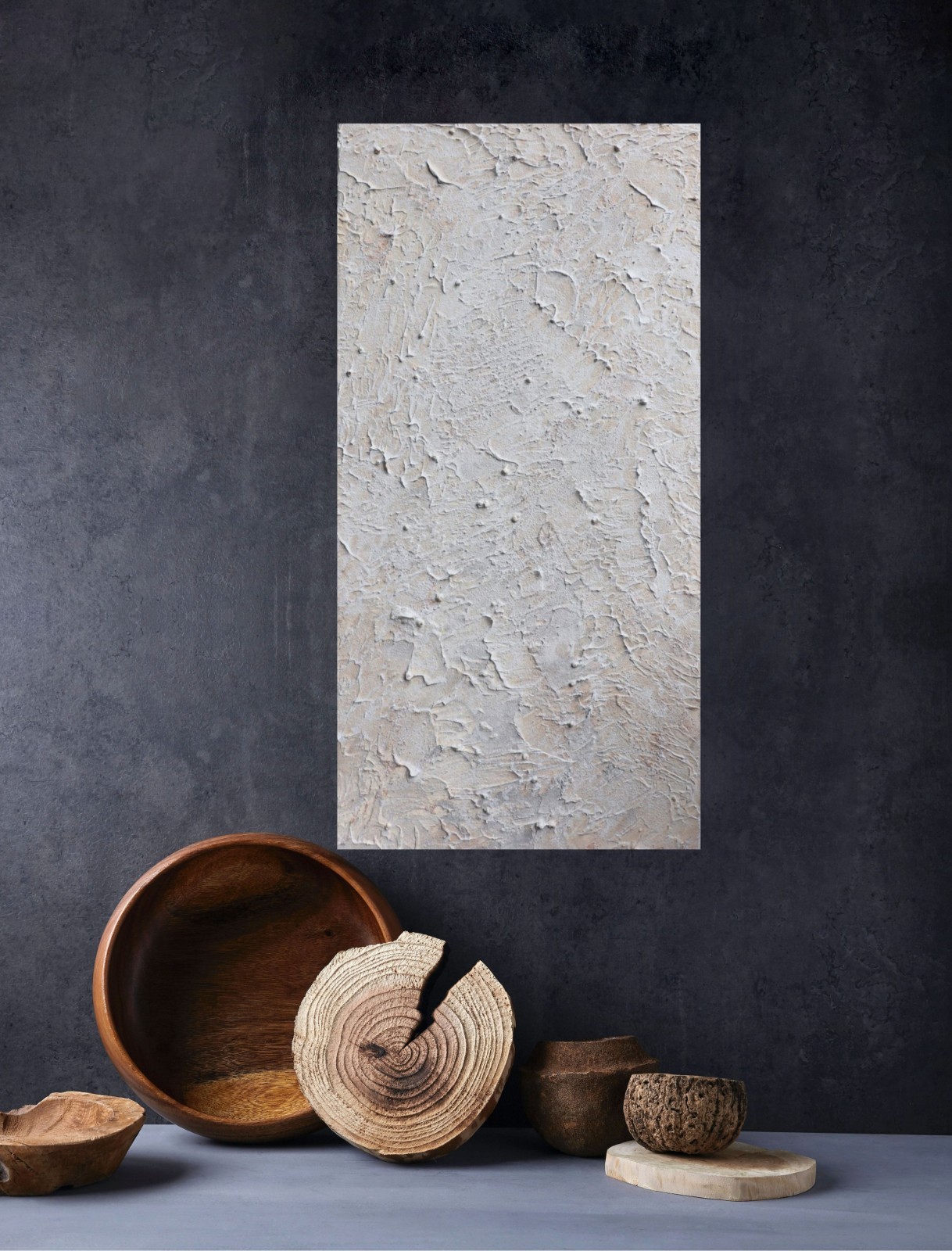 Neutral Textured Painting Original Abstract Beige Wall Art Japandi Canvas 10×20