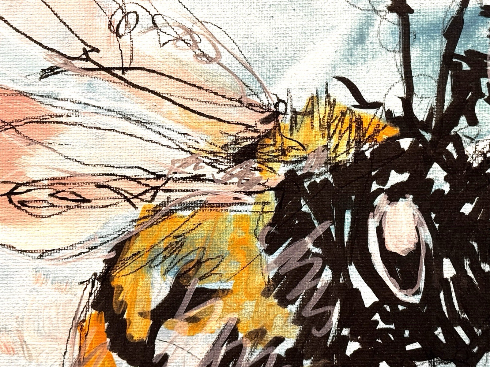 Abstract Original 11×14 Bees Expressionism Handmade Signed Wall Art Decor 111