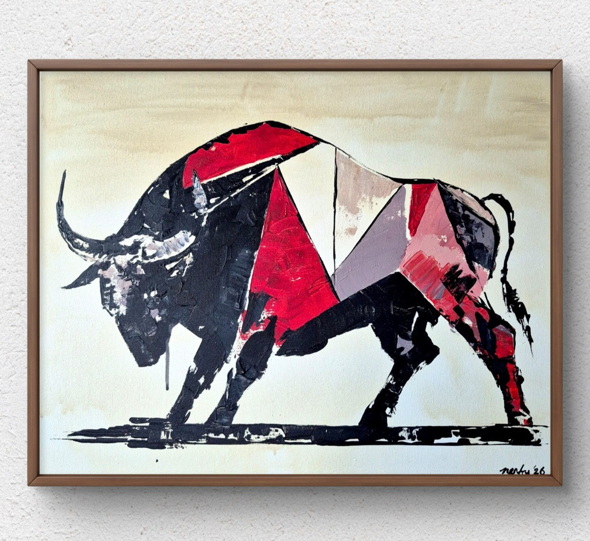 Original Contemporary 16×20 Animal Acrylic Canvas Painting Signed Abstract C010