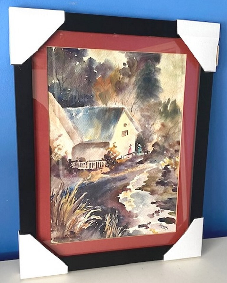 ARTIST J MACK ORIGINAL HAND SIGNED-FRAMED SCENIC COUNTRY WATERCOLOR ARTWORK