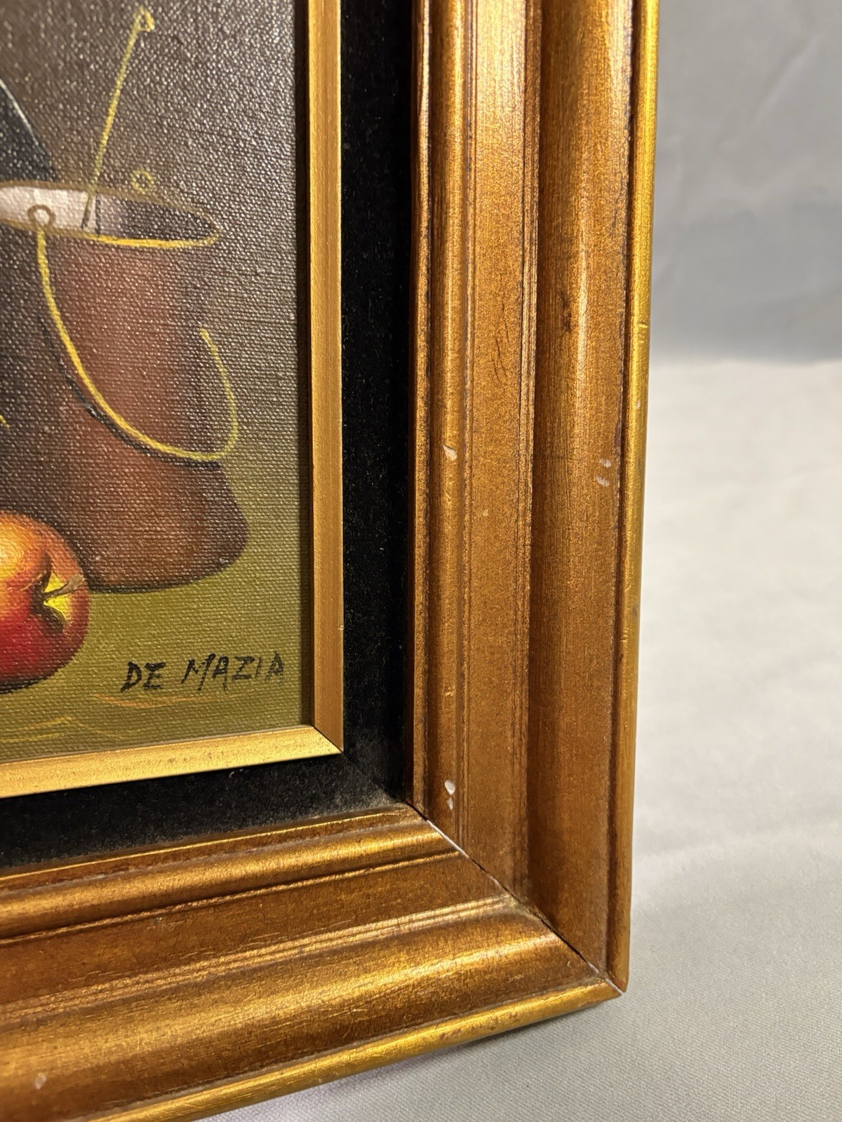 De Mazia Still Life Oil Painting Framed Eggs Bottle Apple Signed Barnes Method