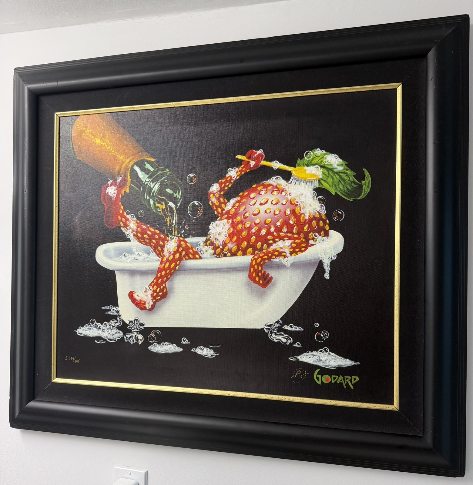 Michael Godard, “Bubbly Bath 2” – Signed/Numbered Color Giclee paint embellished
