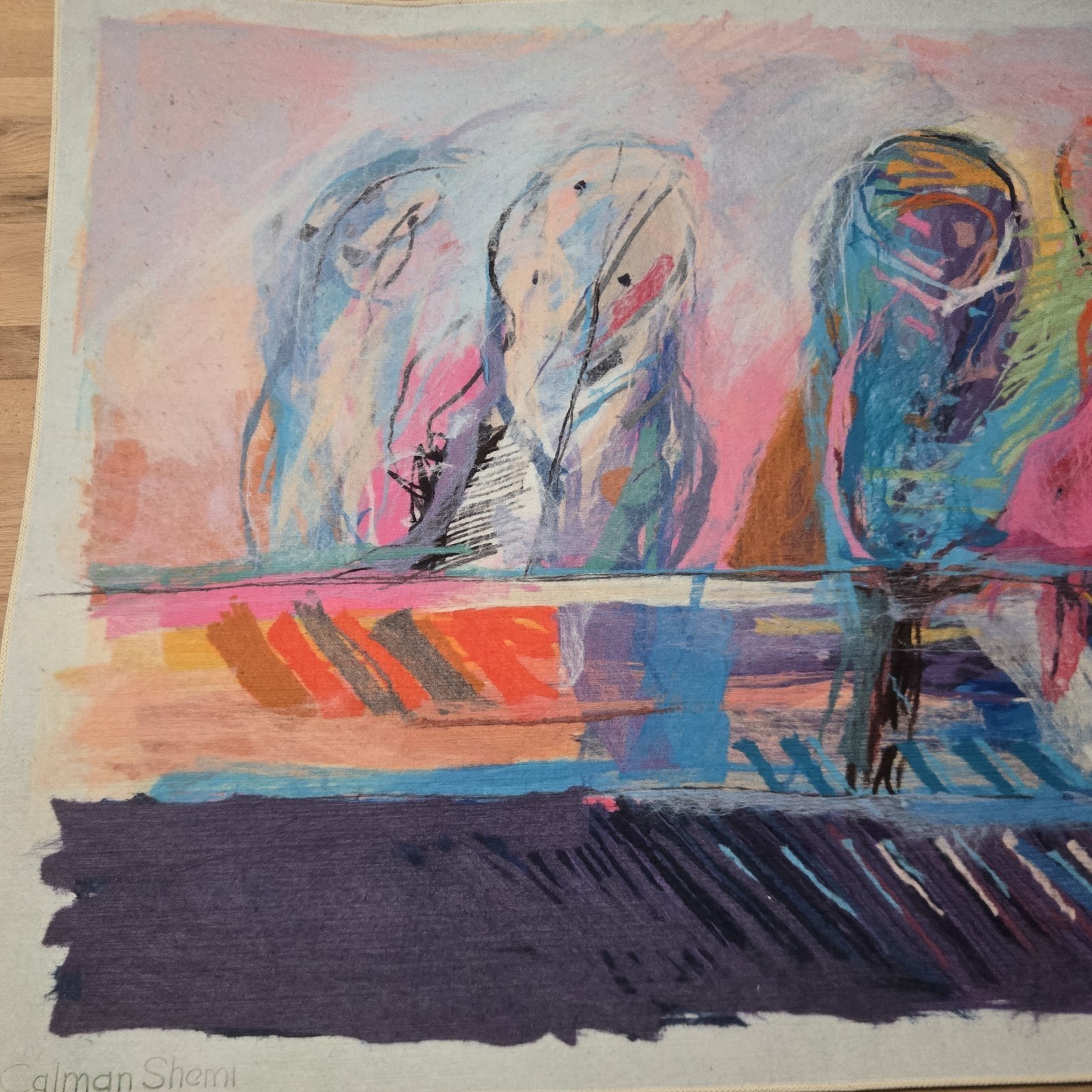 CALMAN SHEMI SIGNED ORIGINAL SOFT PAINTING 42X56″ «Riverscape 7/9» (SC 1125)