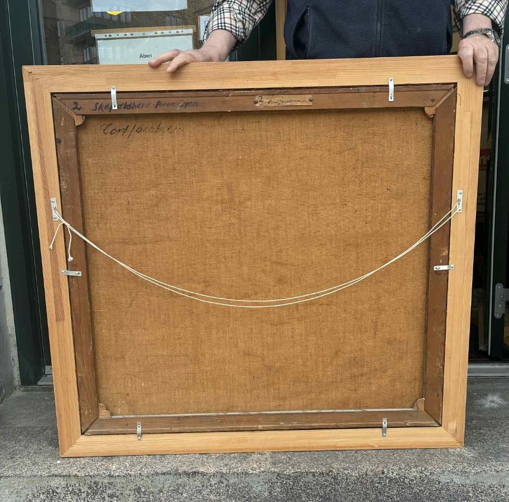 Cort Jacobsen (1911) The Ice Skaters. Dated 1948. Huge Rare exhibition oil. COA