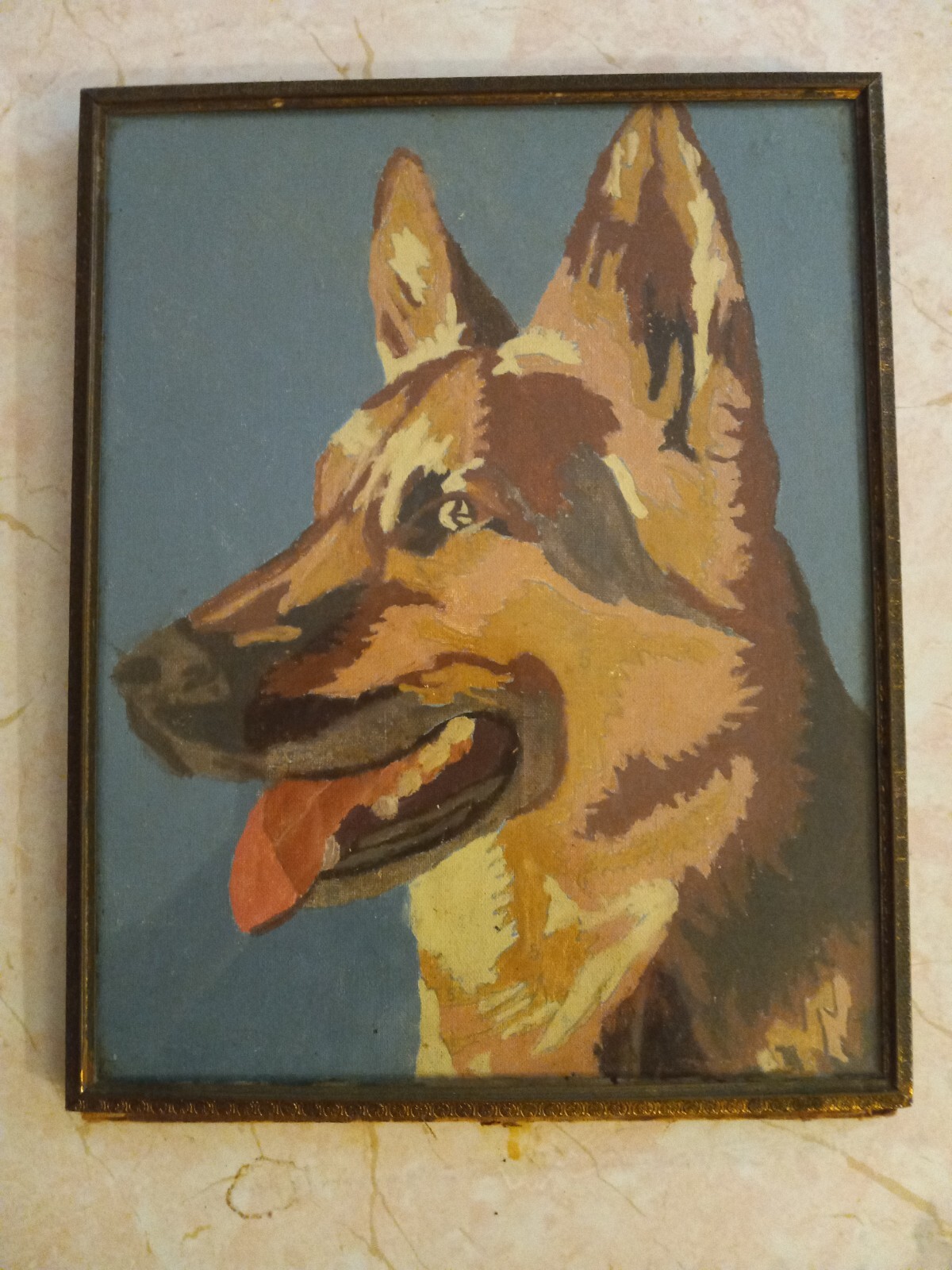 DOG PAINTING ON CLOTH 1953 mans best friend