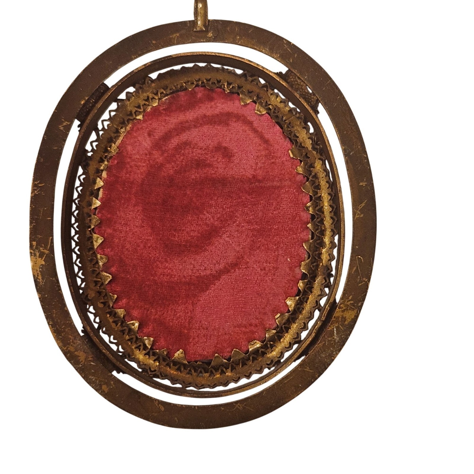Antique Pair Of Lovers Oval Miniature Portraits Hand Painted and Signed