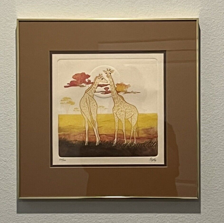Giraffe Etching & Embossing Limited Edition Praphis Framed