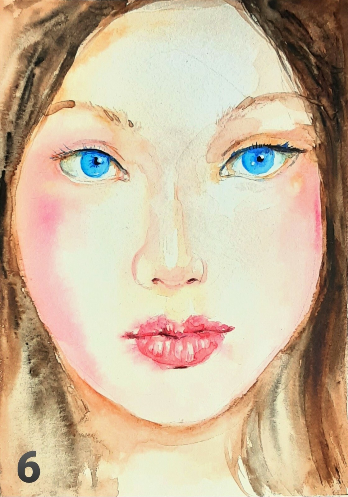 Women portrait female face art,original watercolor painting,wall interior decor