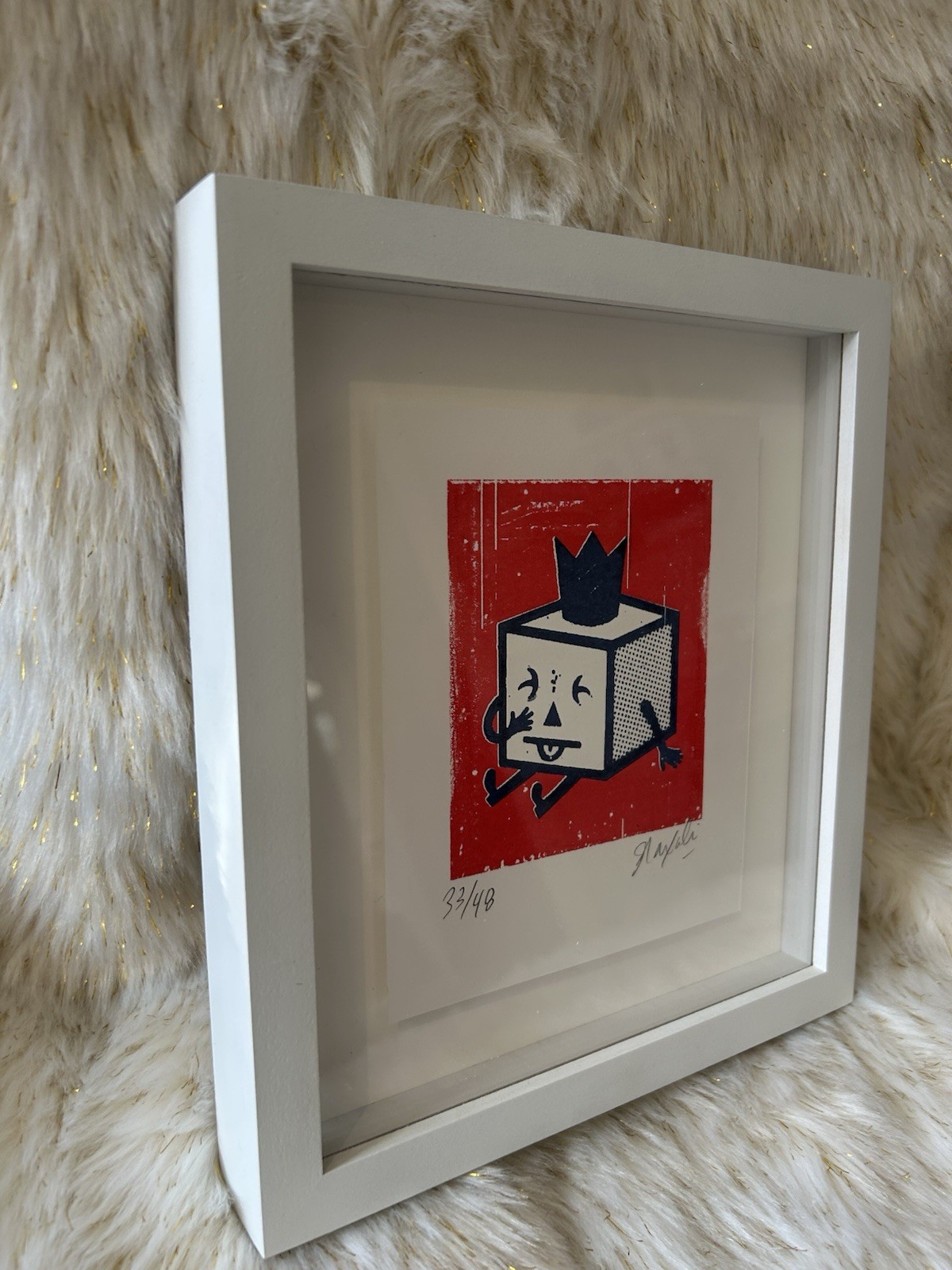Gary Taxali “Giggle Box” Limited Edition Print – Museum framed