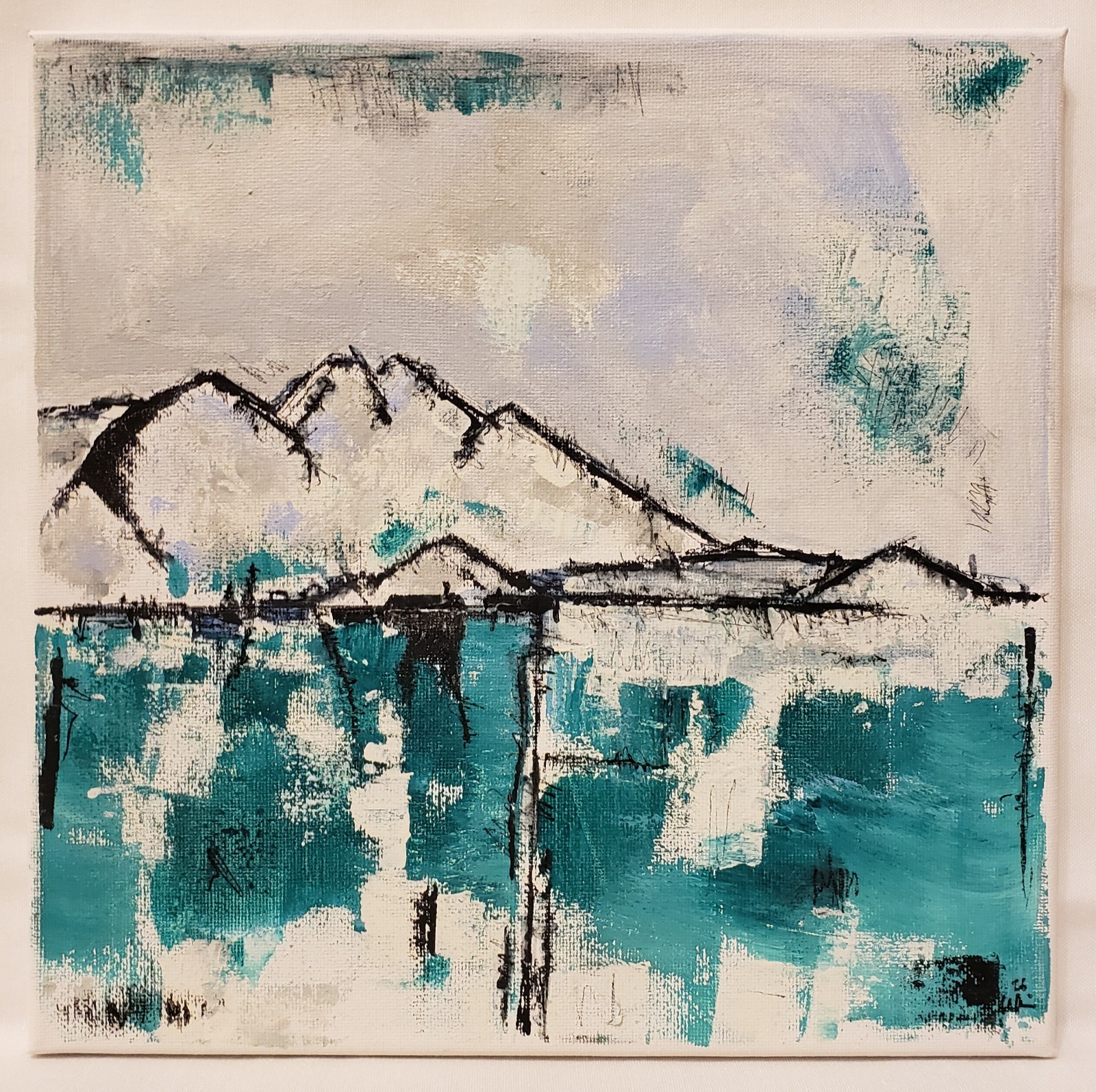 No.686 Original Abstract Minimal Landscape Painting By K.A.Davis