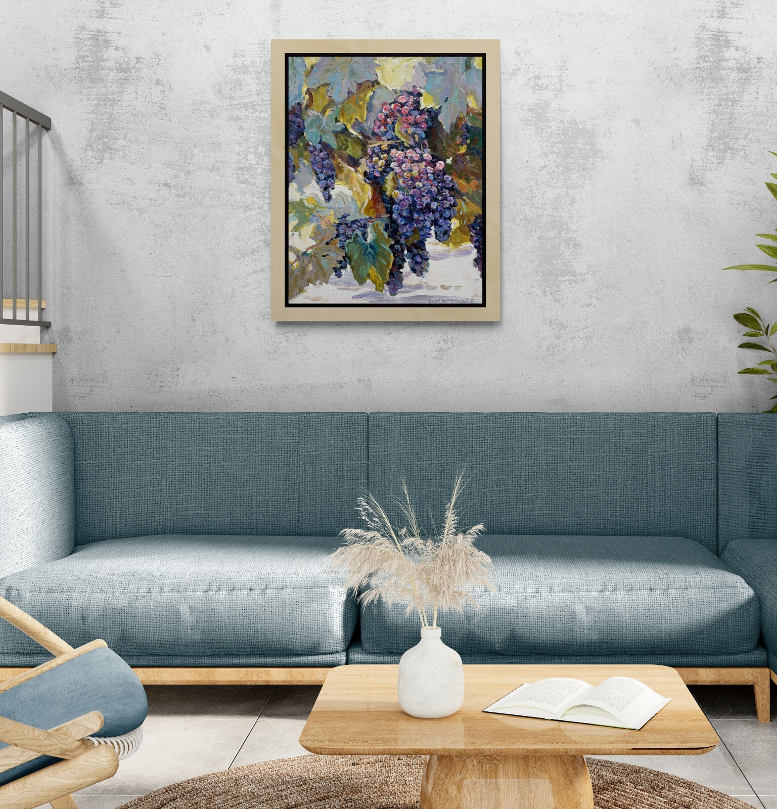 Grapes painting IMPRESSIONISM Original Oil on canvas by E. Chernyakovsky