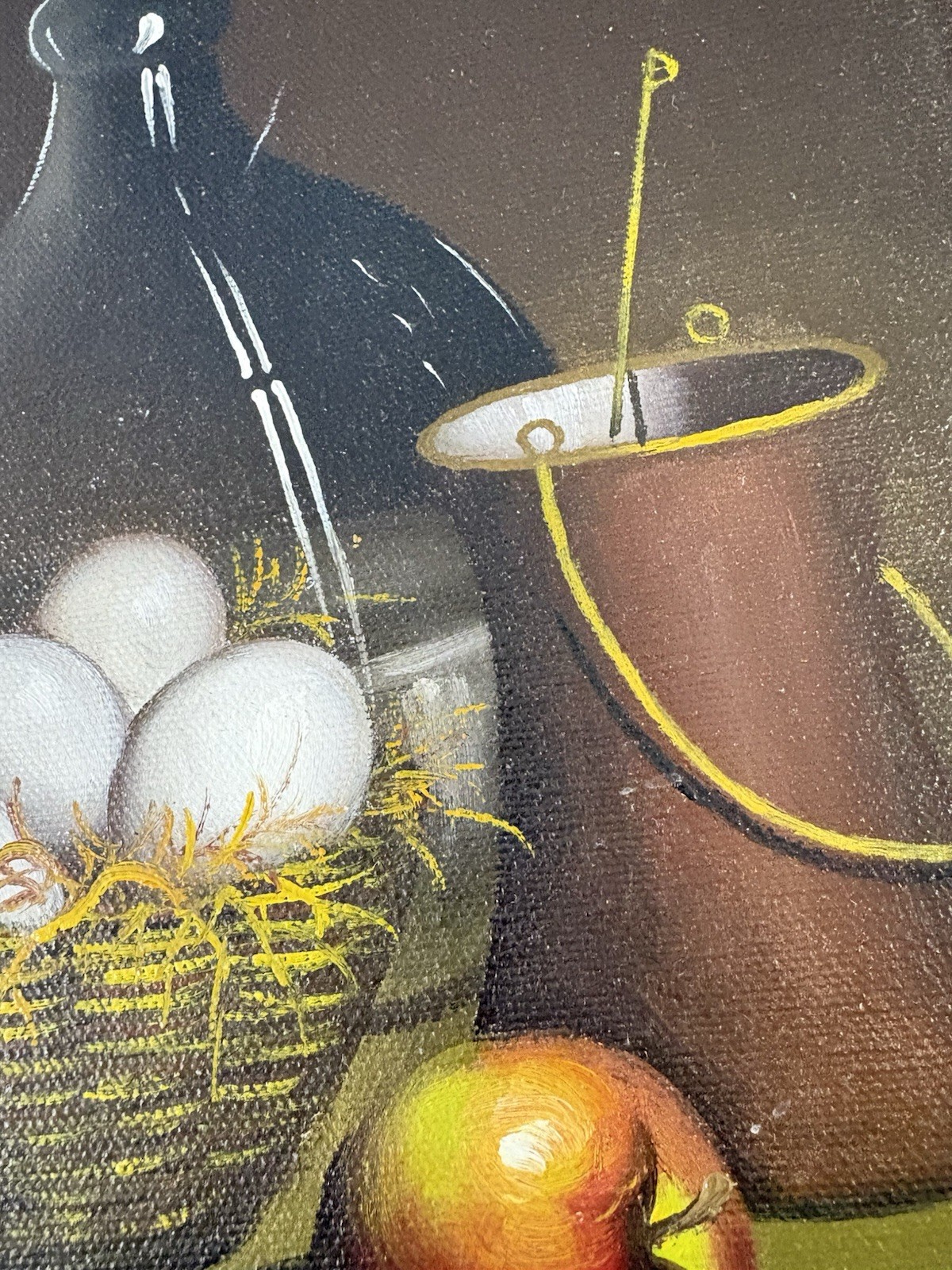 De Mazia Still Life Oil Painting Framed Eggs Bottle Apple Signed Barnes Method