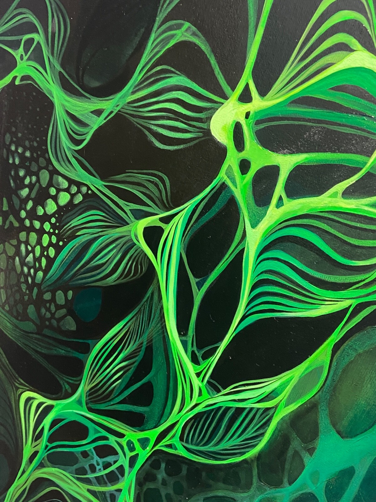 Acrylic painting Emerald Vortex: Enigmatic Green Abstraction – Earth Matrix