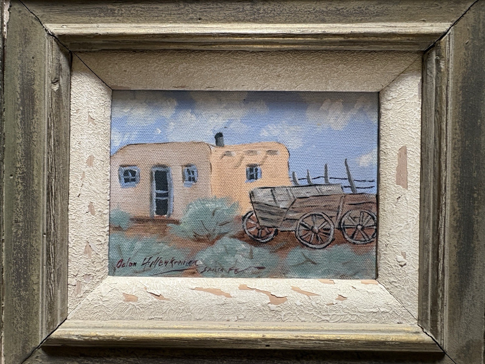 Antique signed🎨 ODON HULLENKREMER Oil Painting 🎨SANTA FE 🎨 New Mexico WOW !!