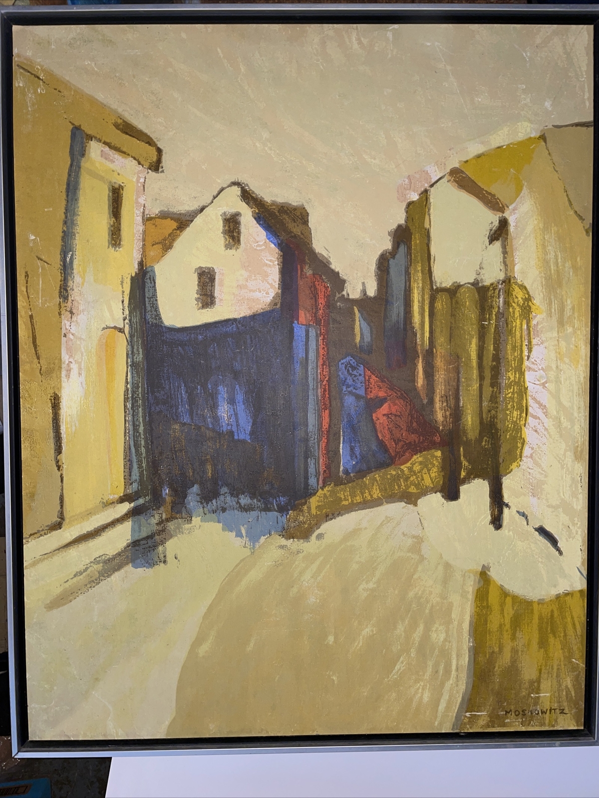 Robert Moskowitz SIGNED OIL Painting Abstract Art NEW YORK CITY Cityscape USA