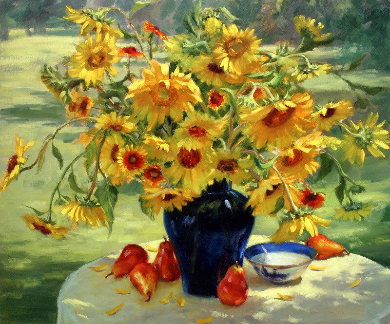 Sunflower Flower Art Giclee Printed Oil Painting Print