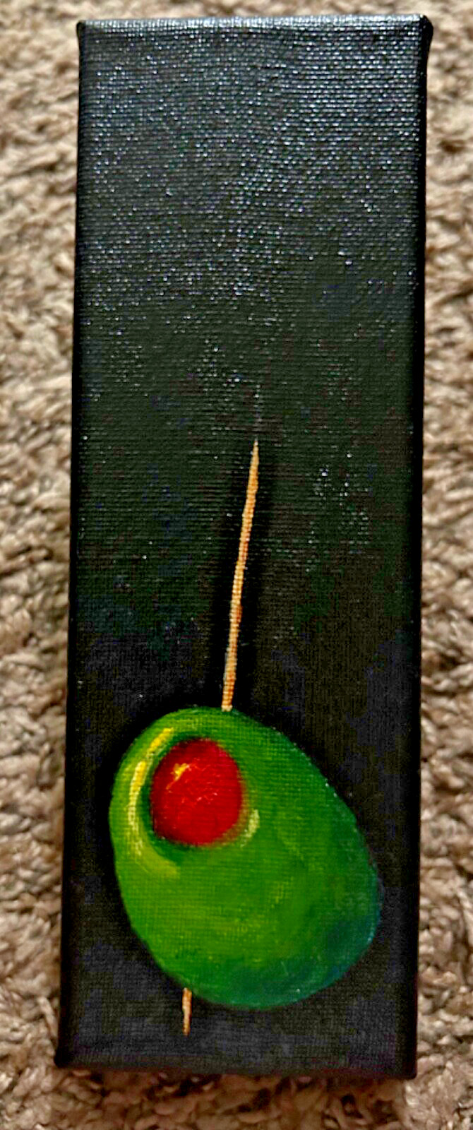 Small Original Acrylic Hand Painted Martini Olive Cocktails Vodka Gin Olive