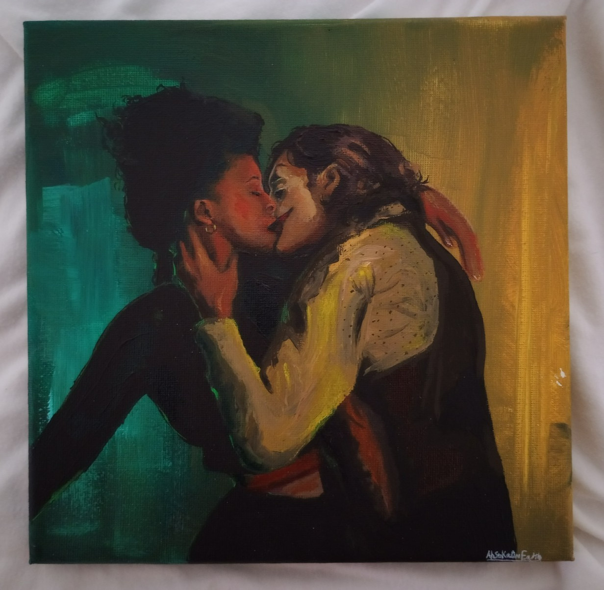 Joker 2019 | Sophie and Arthur Fleck Kissing | Acrylic Painting | 8″ x 8″ Canvas