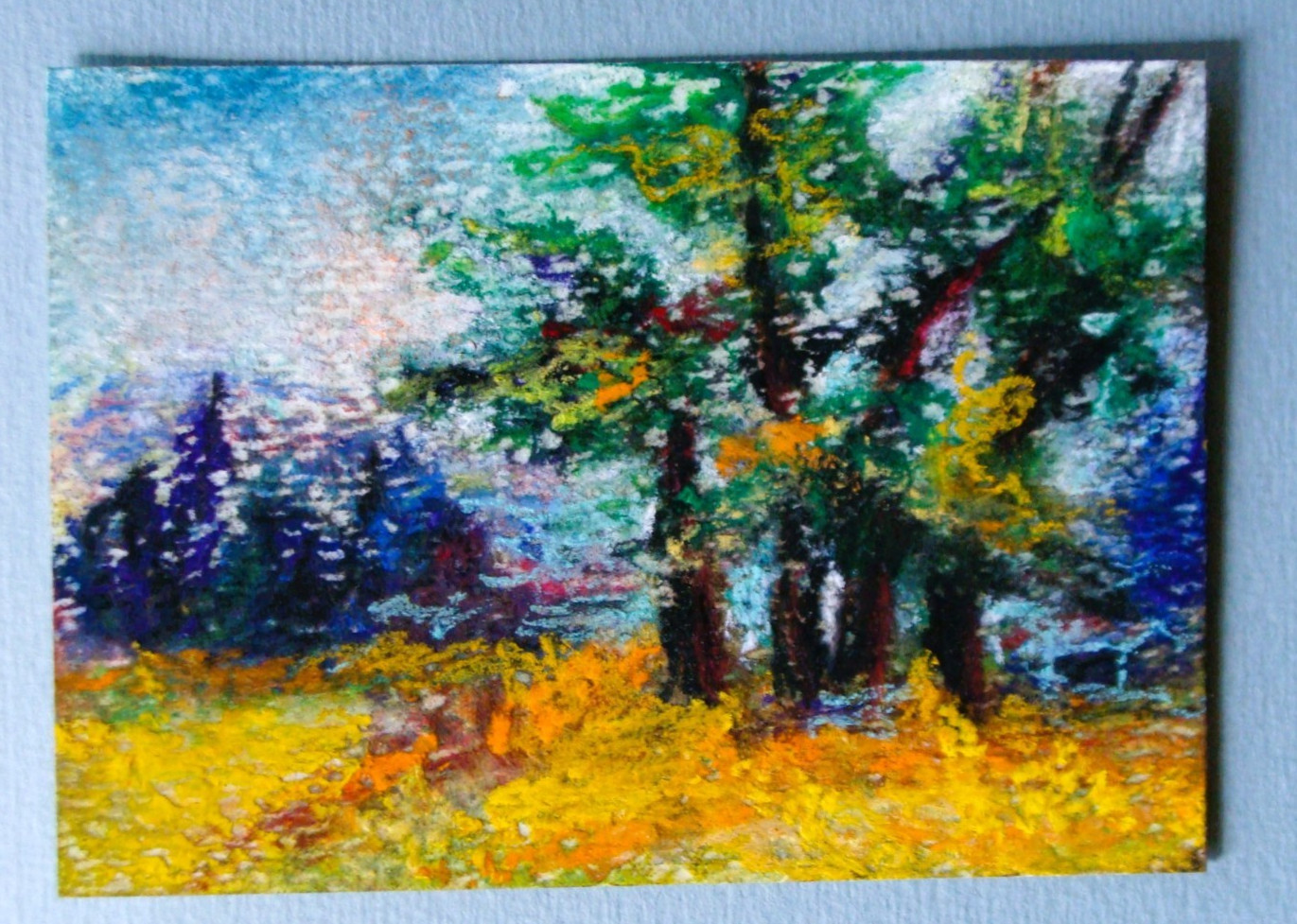 Original painting impressionism spring flowers ACEO soft pastels by Tarrantts
