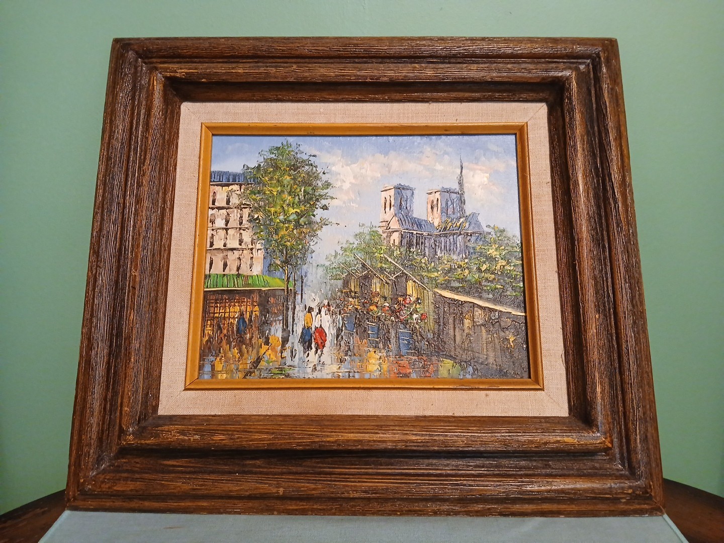 Vintage Framed Painting Paris Street Scene On Board 8×10