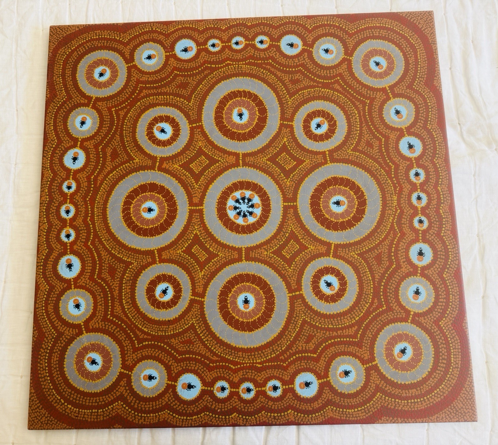 Original Aboriginal Dot Painting Australian 25”x 25” Janet Forrester Ngala