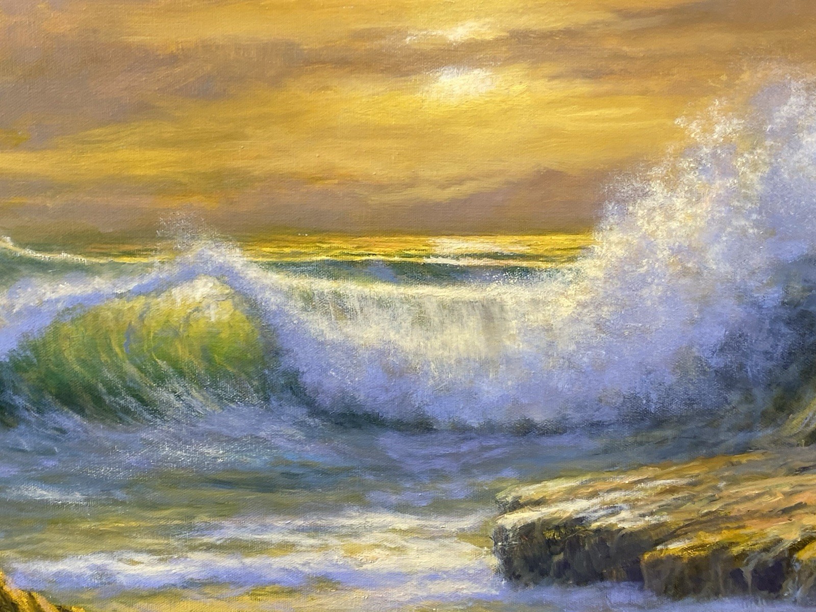 Signed William H. Blackman (American b 1930)»Golden Tide» Seascape Painting 2011
