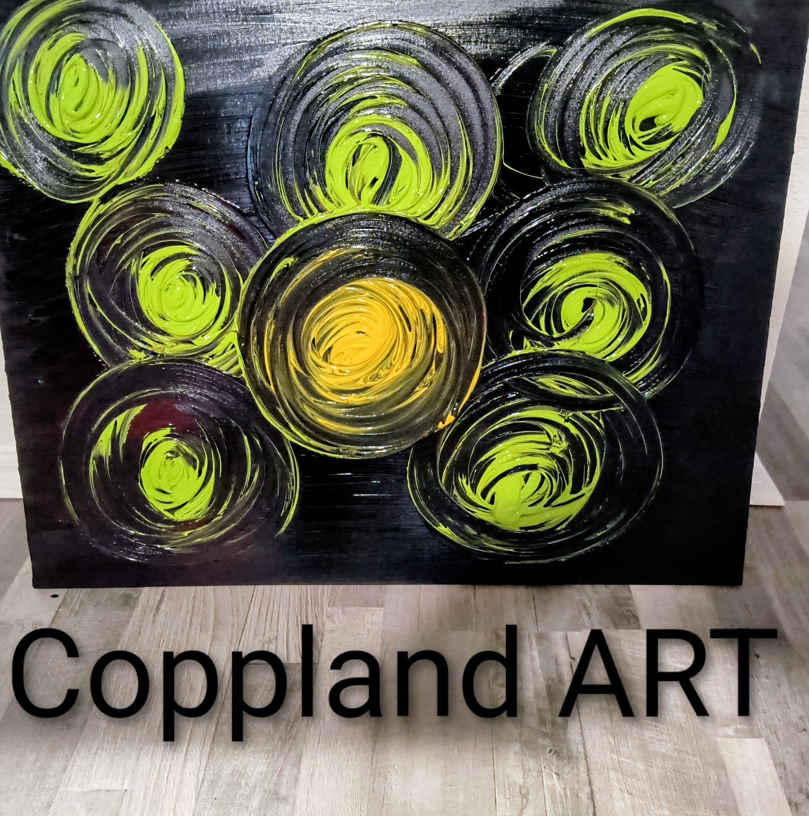 Trey Coppland, Green Light Abstract Acrylic Painting, Medium, 2026 Signed