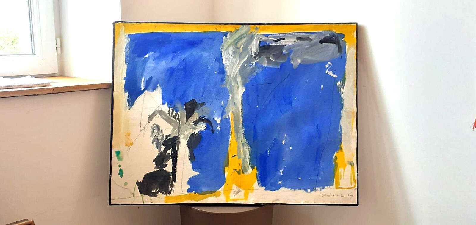 Painting by Michelle DESTARAC (born 43) – Oil on Maroufl paper / T-v83 bis