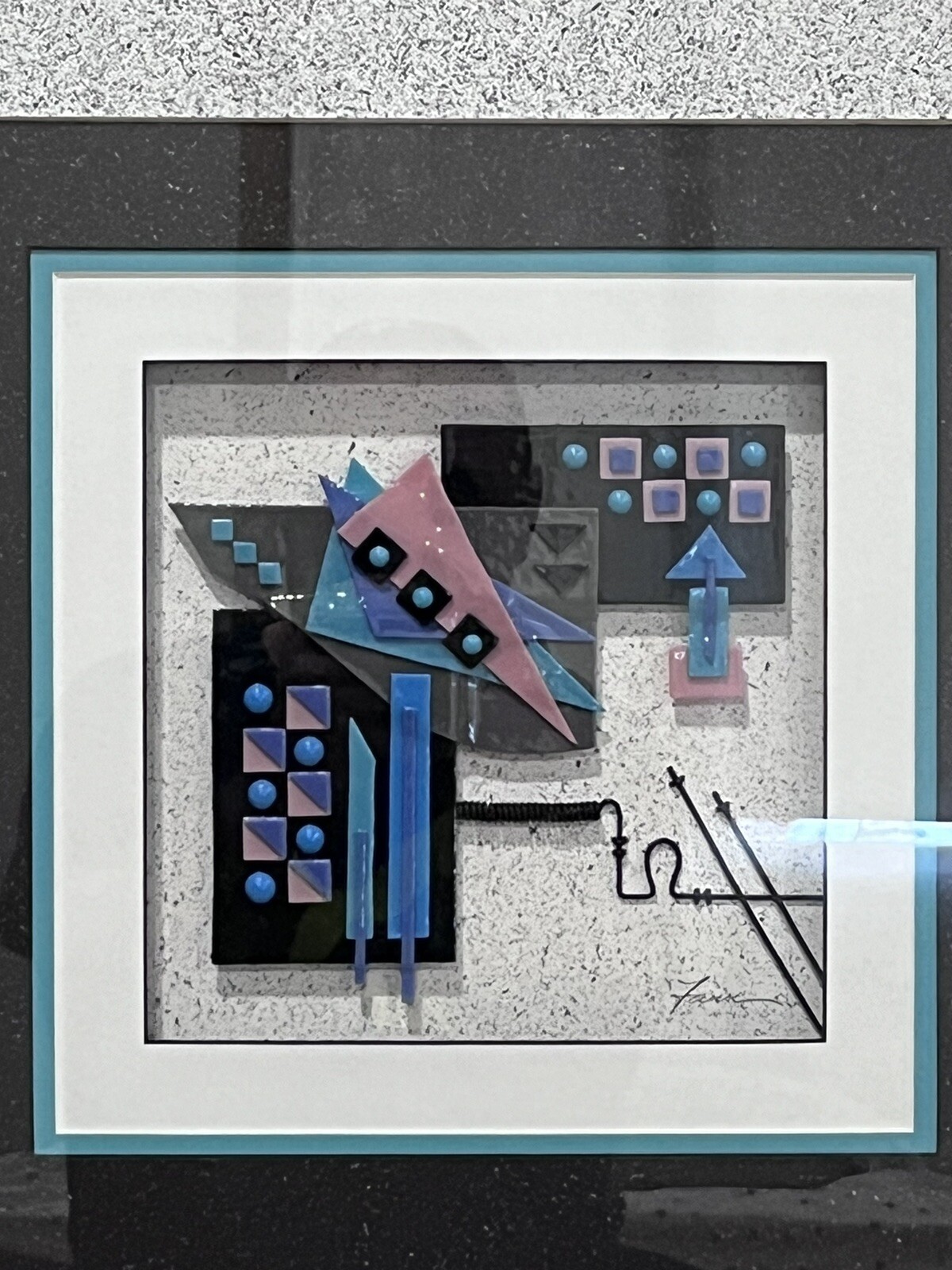 Abstract Geometric Shapes Modern Mixed Media Hanging Art Signed Not A Painting