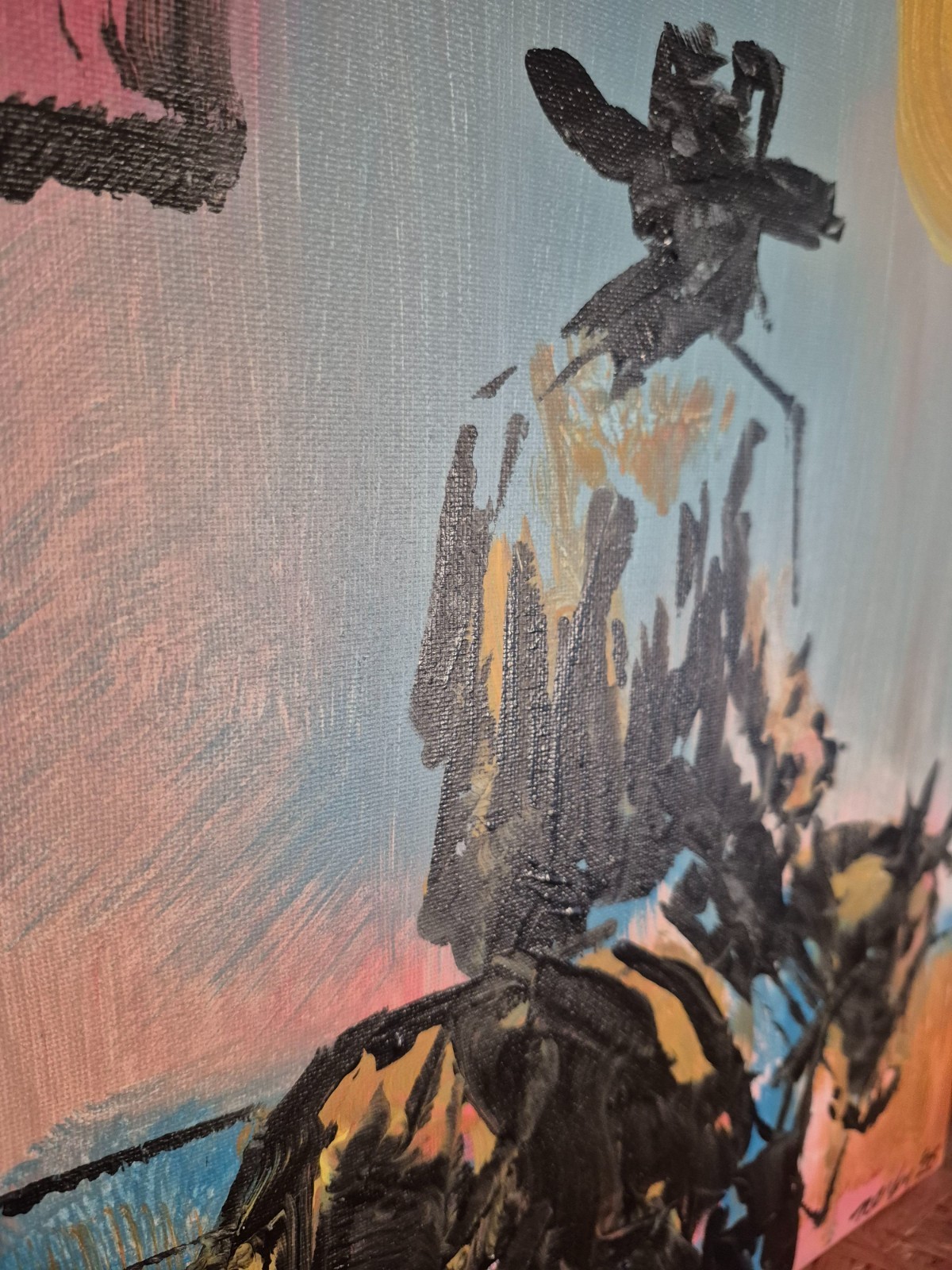 Original Western 11×14 Expressionist Acrylic Canvas Cowboy Art Home Decor A087