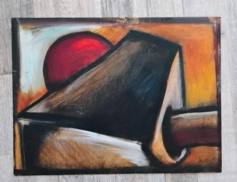Original Contemporary Abstract Oil On Canvas Paper Painting Signed ’05 12″ X 9″
