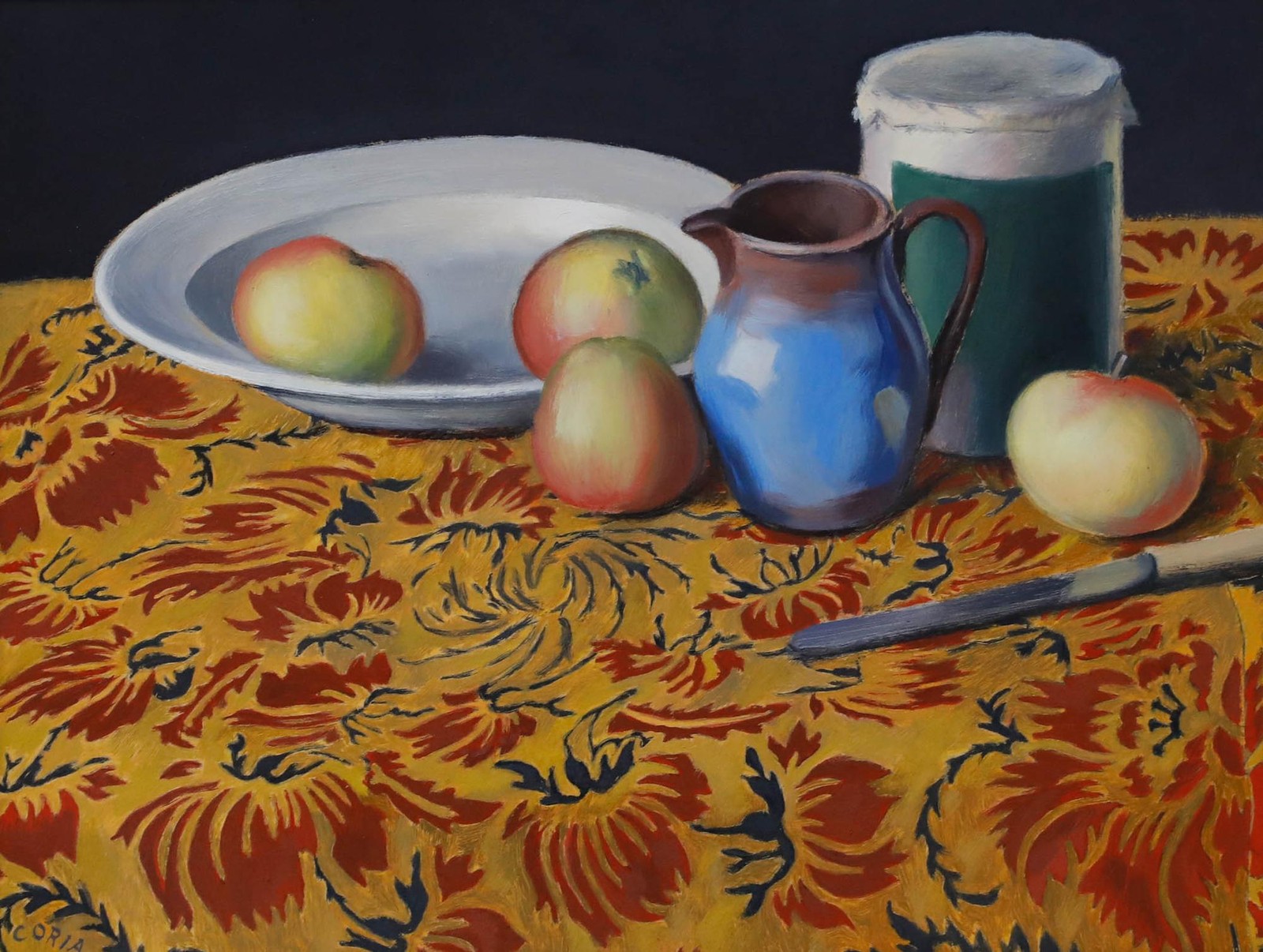 Benjamin Coria (1888-1942) – Framed Mid 20th Century Oil, Still Life with Apples