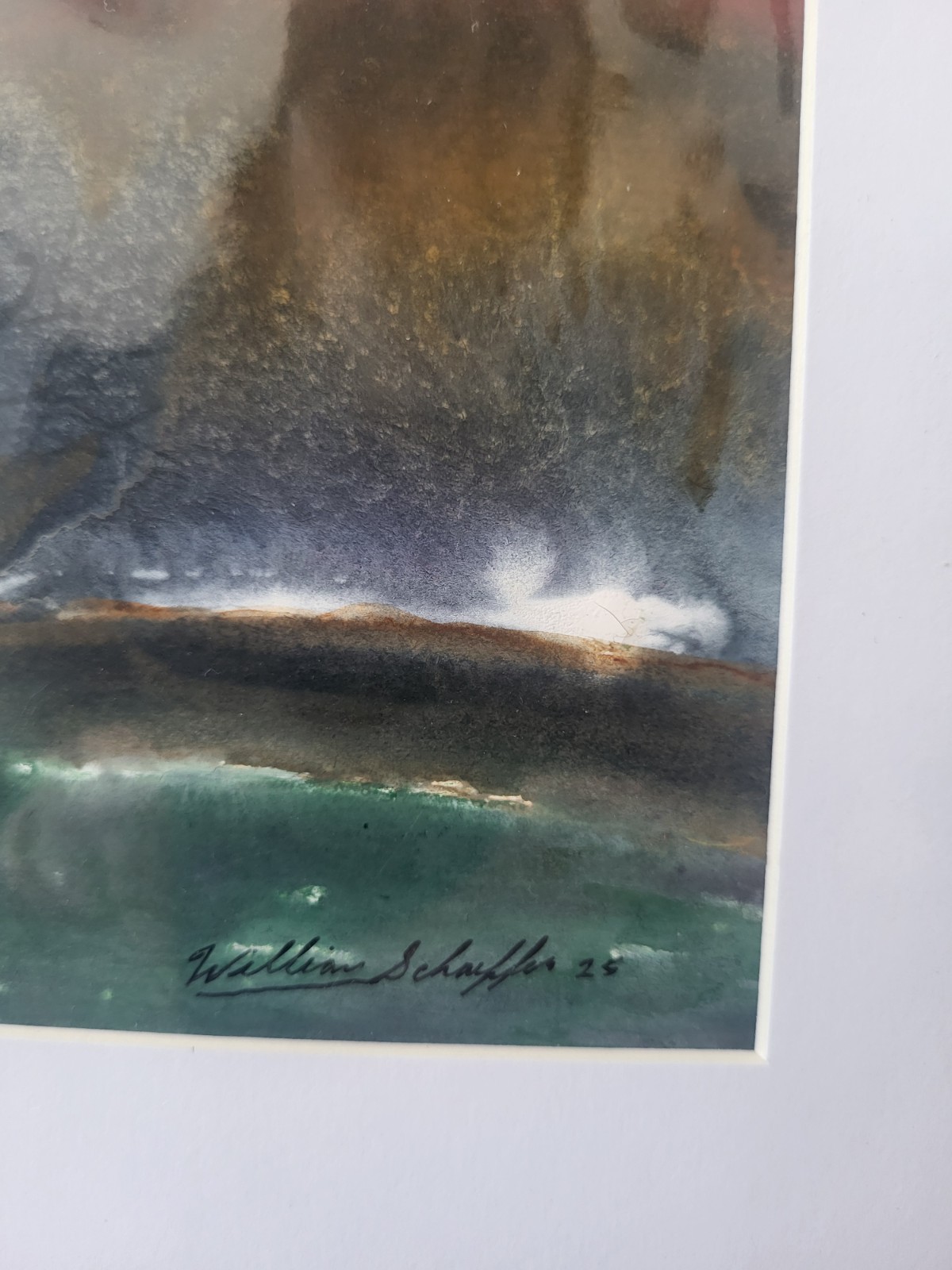 William Schaeffer Original Watercolor Tree Landscape Painting Signed Matted 10×8