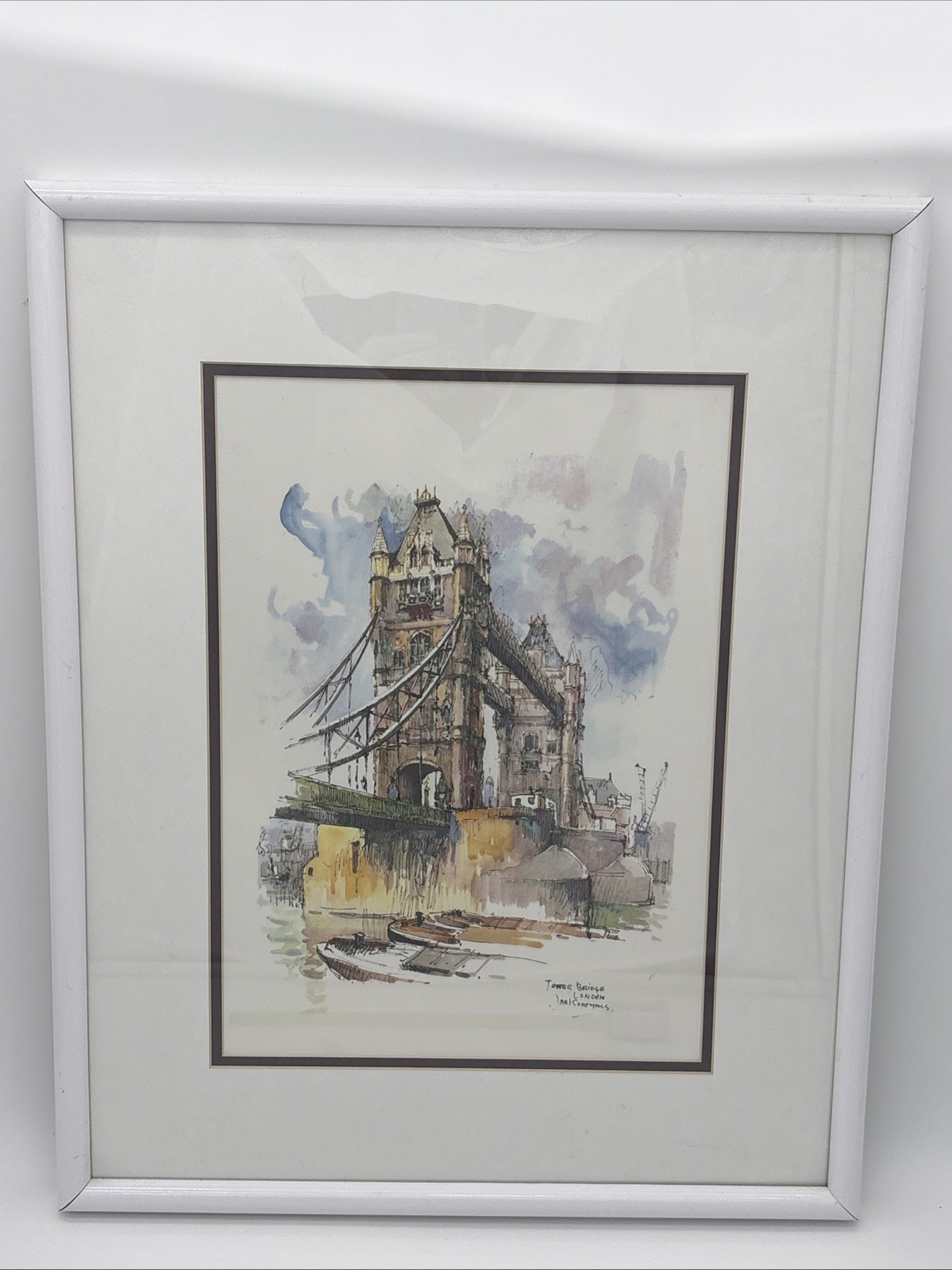 Vintage 1960s Jan Korthals «Tower Bridge London» 10×14 Watercolor Print