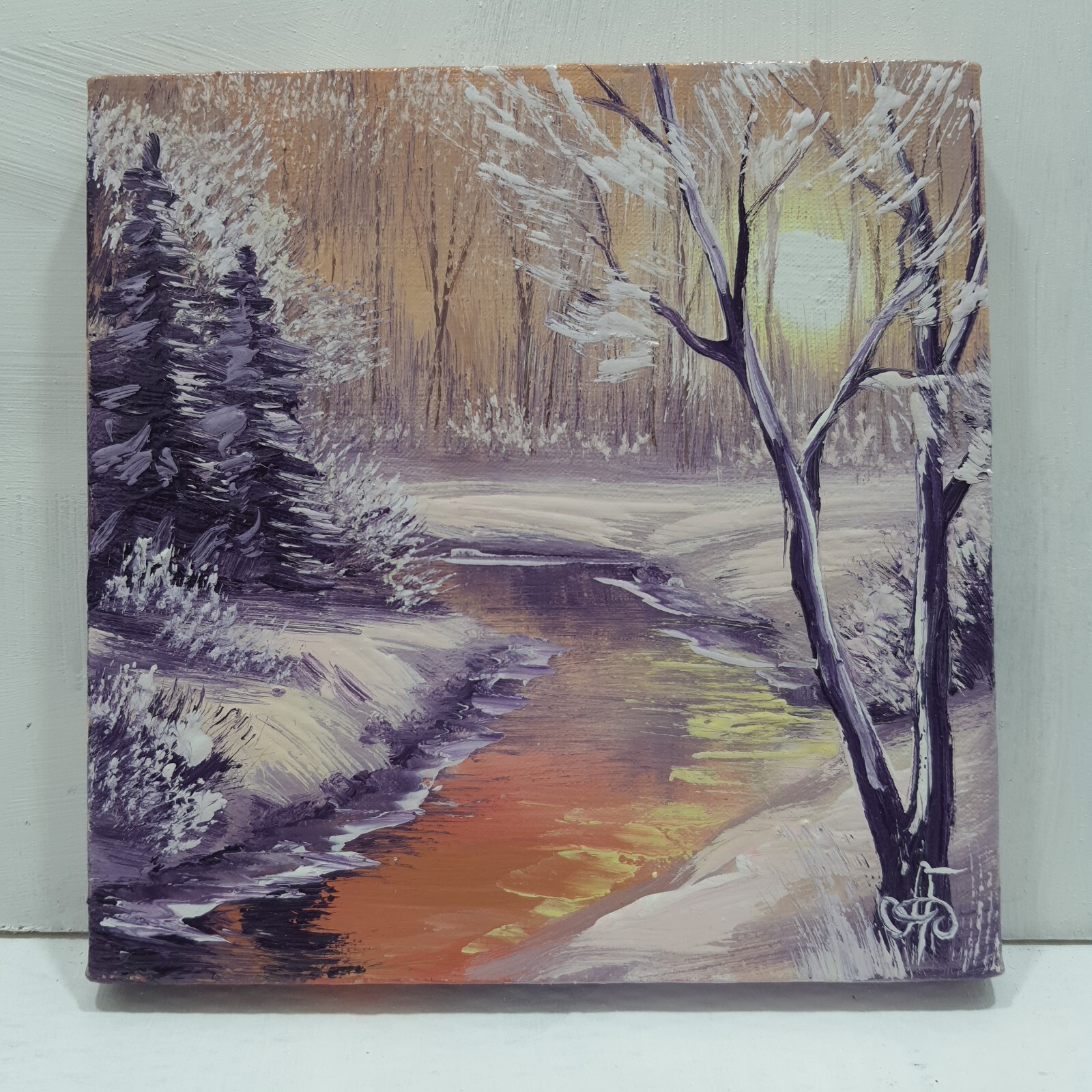 Gift Original Winter Painting Hand Painted Wall Art Home Decor Ukrainian Artist