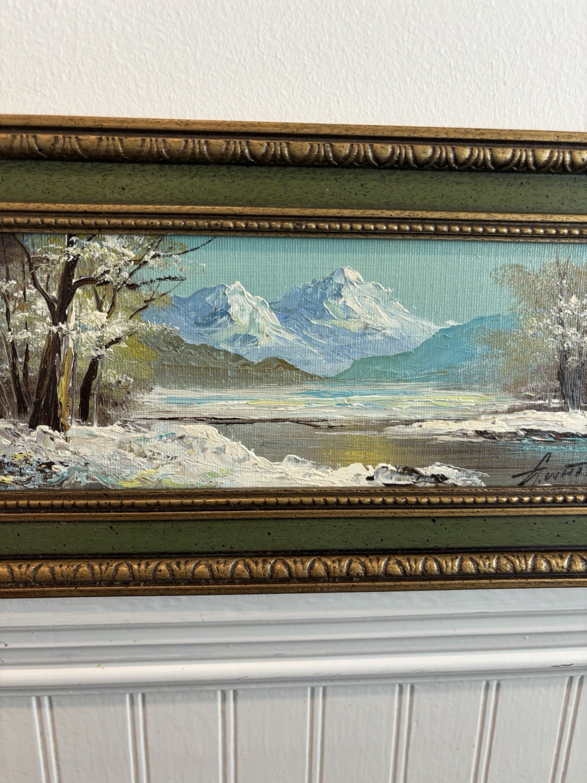 Vintage G. Whitman Original Signed Landscape Oil Painting Framed 14.5” X 6.5”
