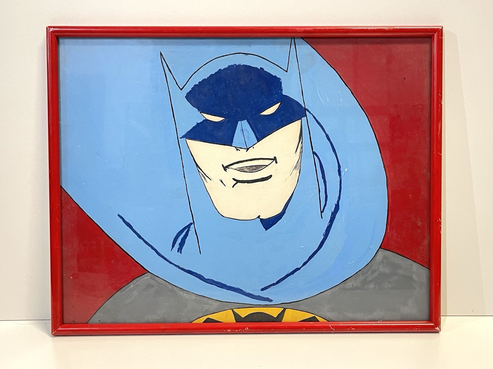 Vintage Pop Art Batman Painting Framed