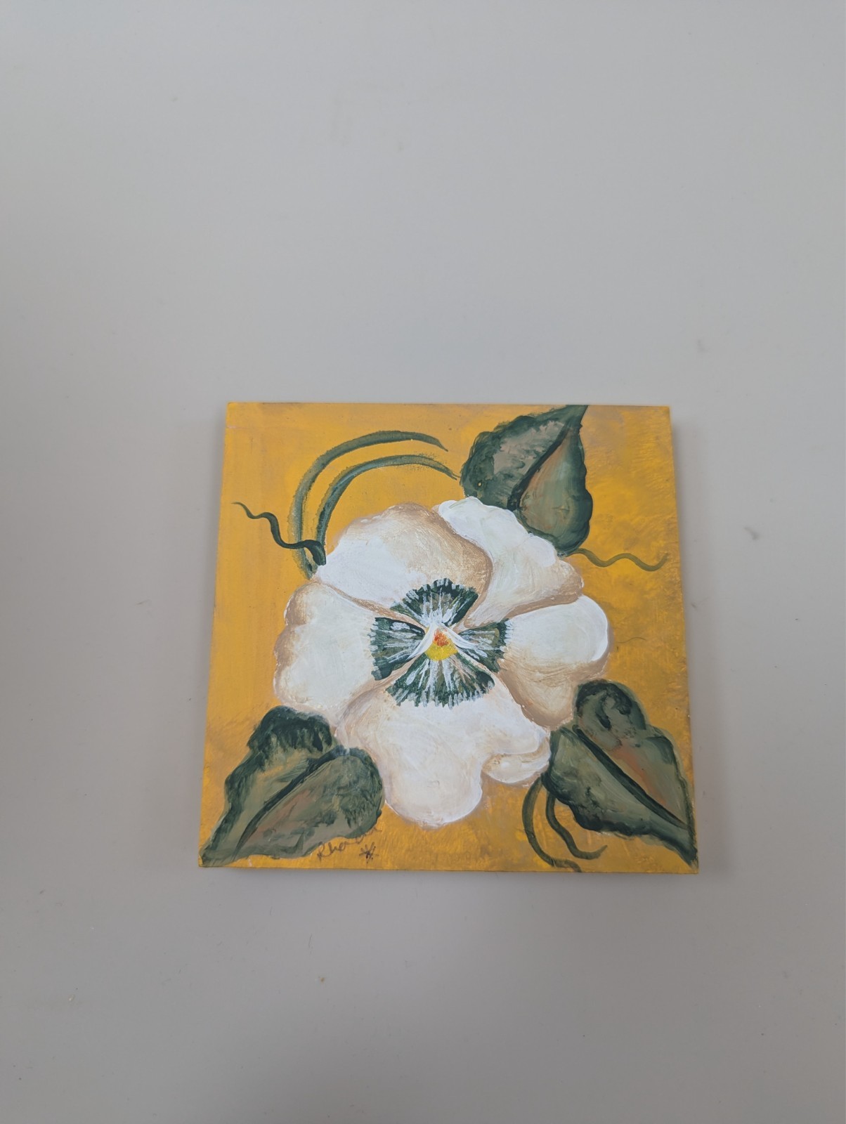 Pansy 4in x4xin x0.5in Acrylic on Particle Board
