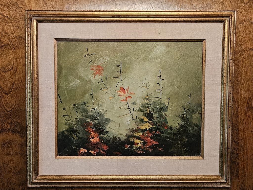 «Wildflowers» on Canvas In Gold Frame, Hans Scolby, Danish artist, 28″ x 24″