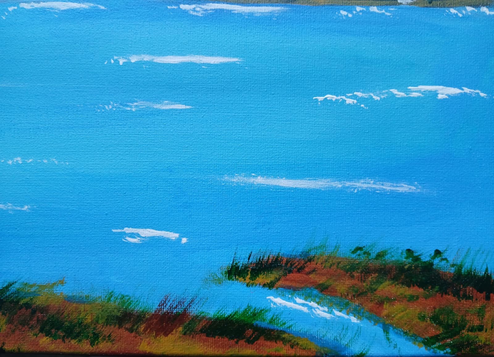 Impressionism 16×20 Seacoast Island Handmade Signed Colorful Art Painting