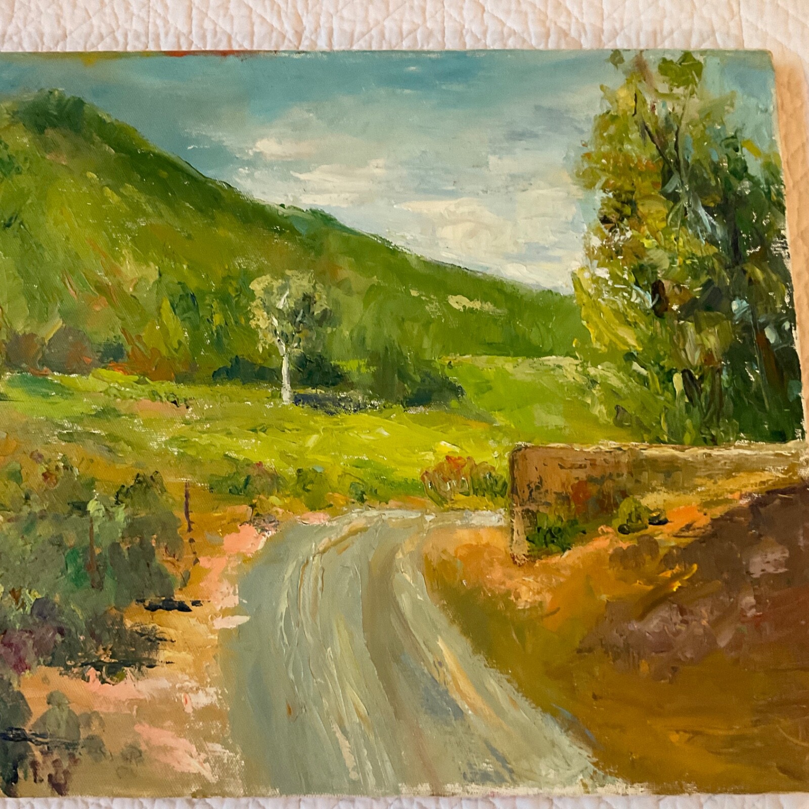 Abstract impressionistic landscape original PAINTING palette knife by Winston