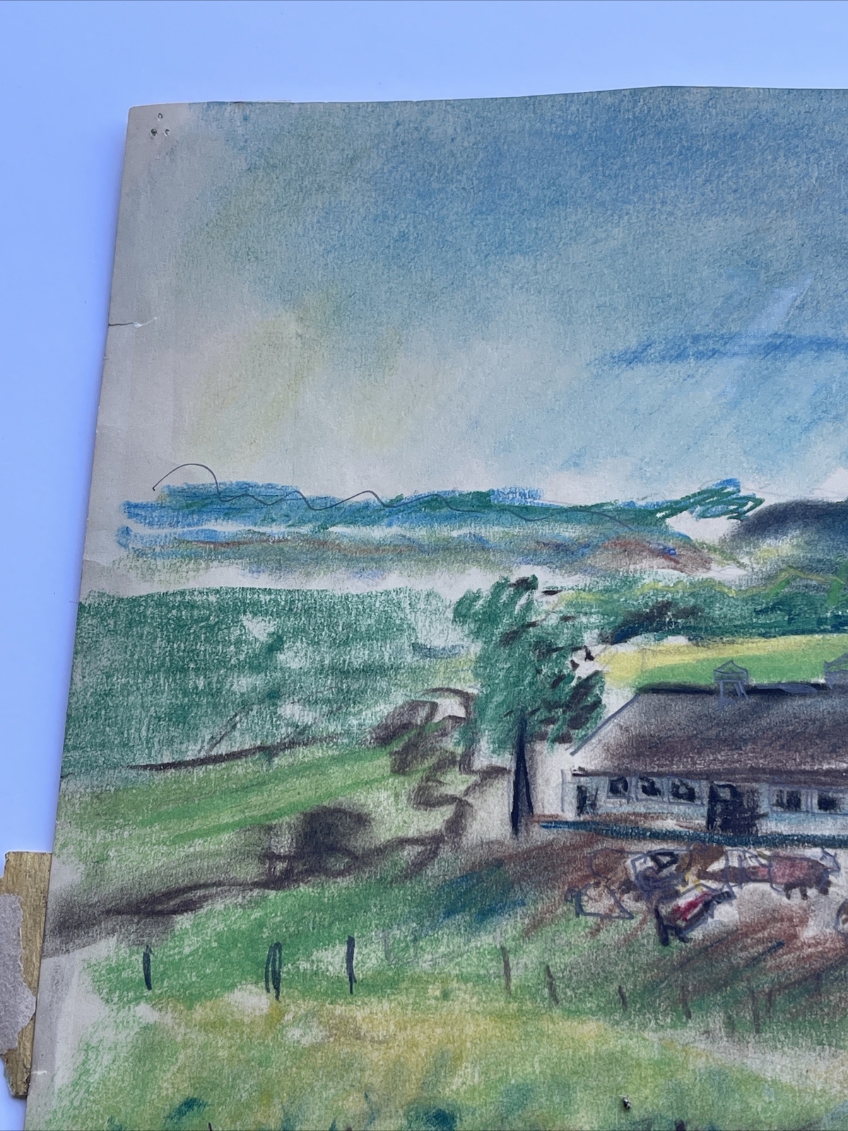 MID CENTURY DRAWING FAMOUS JO CAIN American Antique Wpa REGIONALISM Landscape
