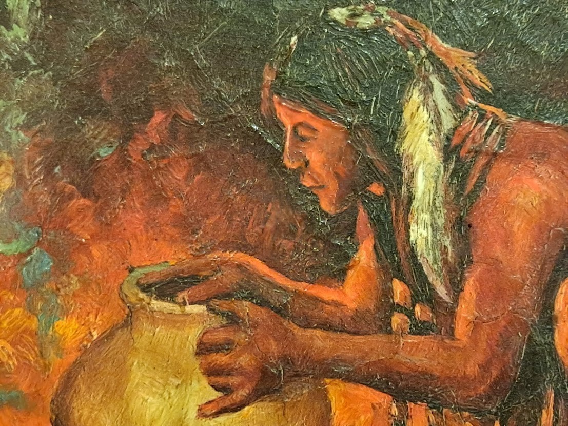 After Eanger Irving Couse (American, 1866-1936) – Oil Painting – ‘Pottery Maker’