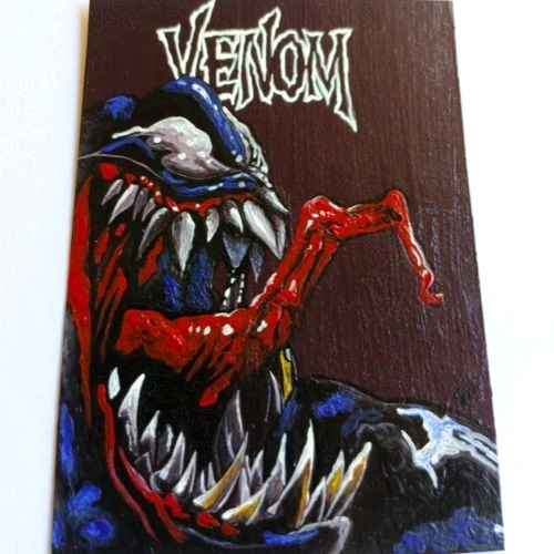 ACEO Original Venom Ordered Pop Art Marvel Hiro Fan Acrylic Hand Painting NEW